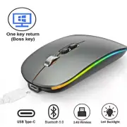 Dual Mode Bluetooth 2.4G Wireless Mouse Type-C Rechargeable for Laptop PC New