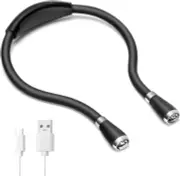 LED Neck Book Light, USB Rechargeable, 4 LED Bulbs, Hands-Free Reading Light