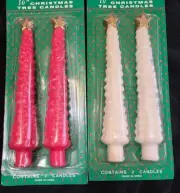 Vintage 10" Christmas Tree With Star Top Novelty Taper Candles in Box