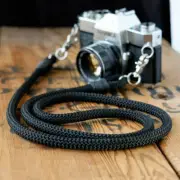 Rope Camera Strap in Black with Metal Clasps by APMOTS Shoulder Sling Crossbody