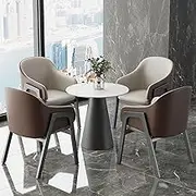 Snaweo Office Conference Table, Conference Reception Room Coffee Table with 4 Chair, Office Reception Room Club Table and Chair Set, High Back PU Leather Chair, for Home Office Dining(Gray+Brown)