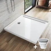 Rectangular Durable Solid Acrylic Fiberglass Shower Base White, 1000 x 1000mm / Sliver (Chromed-plating)