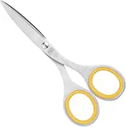ALLEX Japanese Office Scissors for Desk, Small 5.3" All Purpose Scissors, Made in JAPAN, All Metal Sharp Japanese Stainless Steel Blade with Non-Slip Soft Ring, Yellow