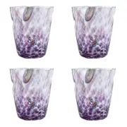 Set of 4 Four Murano Glass Tumblers Purple Millefiori 11cm