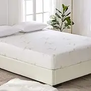 Dreamz Topper Bamboo Hypoallergenic Mattress Protector Sheet Cover, King Size, White