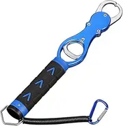 Portable Fish Lip Gripper, Red Fish Clamp Holder Aluminium Grip Tool with Scale for Freshwater and Saltwater Fishing