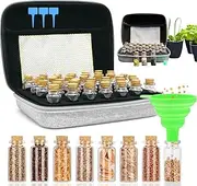 Seedling Organizer Storage Box - 40-Slot Seedling Packet Storage Box - Sturdy Seedling Storage with 40 Glass Bottles and Funnel for Flower Plants Garden, Beads
