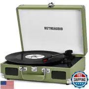 Vinyl Record Player 3 Speed Bluetooth Portable Suitcase Belt-Driven Record Pl