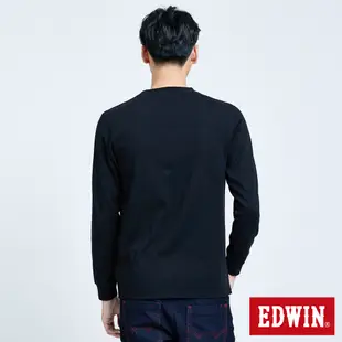 EDWIN 人氣復刻 LOGO口袋薄長袖T恤-男-黑色