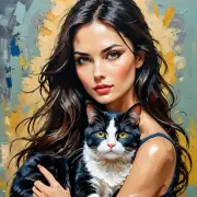 5D Diamond Painting Woman Holding a Black and White Cat Kit