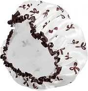 PENIKOKO Shower Cap for Women Reusable Elastic Band Cap for Bathing Makeup and Kitchen Use Durable and Secure Fit for All Head Stylish Decorative Bonnet with Bow Design
