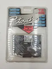 P-Touch Clear T-Z Tape 12mm 1/2" Laminated Black on Clear (T-Z131)