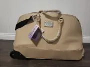 Joy Mangano Beige Sand Latte St Tropez Wheeled Duffle NEW w Tags