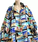 John Mark Fun Traveller Unique Art to Wear Wire Collar Top Plus 3X Black Turquo