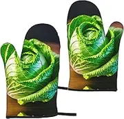 Bright Cabbage Print Mittens for Cooking Oven Mitts Heat Resistant Mitts 5.9 X 11in for Kitchen Baking