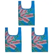 3x Ashdene Native Flora Bottle Brush RPET Reusable Tote Grocery Shopping Bag