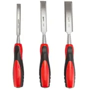 Wood Chisel Set 3PC 1" 3/4" 1/2" CrV Tang-Thru Carpentry Timber Carving Tool