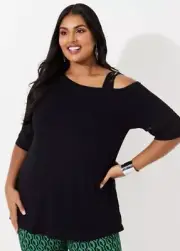 FREE POST NWT TS14+ Taking Shape Bamboo Cold Shoulder Top 20 RRP $129.95