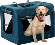 CANINE CANYON 36 Inch Collapsible Soft Dog Crate,3-Door Portable Dog Travel Crate for Large Dogs,Soft Sided Dog Crate Kennel with Chew Proof Mesh Windows