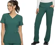 [Cherokee] CK002 Ladies Scrub Set Contemporary Fit Medium Waist Straight Pants 6 Pockets & 4 Pocket V Neck Top CK605