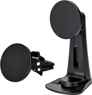 PROfezzion 2 in 1 Magnetic Tripod Mount Holder and Desktop Stand & Car Mount Vent Holder for iPhone 12, 13, 14 Pro Max, iPhone 14 Plus -- No Metal Plate Required