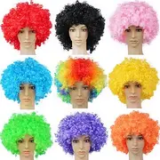 Men's Synthetic Afro Wig with Bangs Short Rainbow Colors Dark Gold Orange Black White Synthetic Hair for Carnival