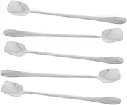 ULTECHNOVO Versatile 5pcs Stainless Steel Square Head Spoons Long Handle Stirrer for Cold Tea Bar Coffee
