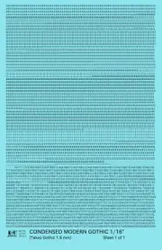 K4 HO Scale Water Slide Decals Black 1/16 Inch Condensed Modern Gothic Alphabet