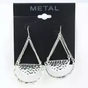Kohl's Metal Earrings Silver-tone Teardrop 2" Hammered Hook Dangle