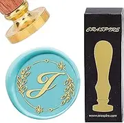 CRASPIRE Letter J Wax Seal Stamp Alphabet Leaf 25mm Vintage Removable Brass Head Wood Handle Sealing Wax Stamp for Wedding Birthday New Year Envelopes Invitations Gift Packing DIY Scrapbooking