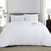 HOMBYS Breathable Waterproof Duvet Cover, Reversible White King Size Waterproof Duvet Protector, Moisture Wicking Treatment Comforter Protector with Corner Ties for Pets, Dog, Cat, Kids, Elder