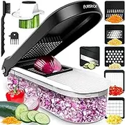 fullstar Vegetable Chopper - Cutter, Food Chopper, Veggie Onion with Container, Slicer, Mandoline Slicer 6 Inserts, Gray (FSCH0051)