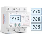 Din Rail Adjustable Over Under Voltage Protector Relays Voltmeter AC 380V 3Phase