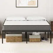 Advwin Double Bed Frame Metal Bed Base 41cm Height Bed Frames Mattress Base Support Black