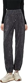 [Generic] Women Casual Pants and Winter Retro Drawstring Elastic Waist Thicken Warm Harem Pants