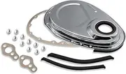 DEMOTOR PERFORMANCE For Chevy SBC 327 350 383 400 Chrome Steel Timing Chain Cover w/Gasket & Bolt