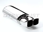 DTM-118 HI POLISHED STAINLESS MUFFLER OVAL DUAL SQUARE TURN-UP 2.25" INLET 25" L