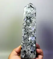 1.18lb Natural Blue Spectrolite Quartz Crystal Stone Tower Obelisk Wand Point