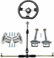 Steering Gear Rack Shaft Kit +3 Stud 5" Wheel rim Hub Spindle Mini Bike Go Kart
