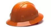 Pyramex Safety SL Series Full Brim Hard Hat, 6-Point Ratchet Suspension, Orange