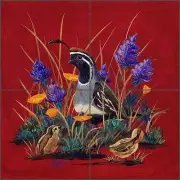 Ceramic Tile Mural Backsplash Libby Southwest Quail Wildlife Art SLA028