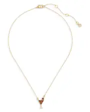kate spade new york Cubic Zirconia Martini Mini Pendant Necklace in Gold Tone, 16-19