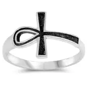 Sterling Silver Ankh Cross Religious Promise Ring NEW
