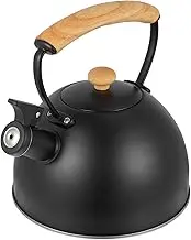 Vaguelly 1Pc Whistling Stainless Steel Teakettle with Handle Kettle for Induction and Gas Stoves Safe Boiling for Water and Tea Black