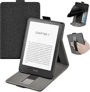 T Tersely Upgraded Case Cover for 7" Kindle Paperwhite 12th Generation-2024 or Kindle Colorsoft Signature Edition 2024, Adjustable Foldable Stand Cover, Magnetic Shell Cover with Back Strap, Black