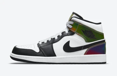 New Air Jordan 1 Mid SE 'Heat Reactive' White Black toe DM7802-100 holographic