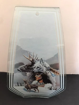 OK Lighting 24” Touch Lamp Replacement Glass 1 Panel: Indian Deer Wolf