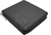 [Buono Pelle] Mens Designer Zip Around Genuine Soft Real Leather Wallet Credit Card Holder Purse, Black, M, Bi fold