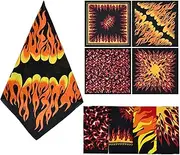 [Furimuk] Halloween Flame Bandana Headband Hippie Square Tie Dye Cowboy Wraps Headwraps Scarf for Daily Wear Halloween Party Favor
