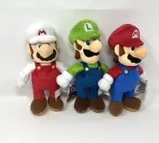 SUPER MARIO PLUSH SET OF 3 FIRE MARIO- LUIGI-MARIO NEW